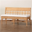 Pemberly Row Light Honey Rattan Armless Dining Bench with Braided Trim