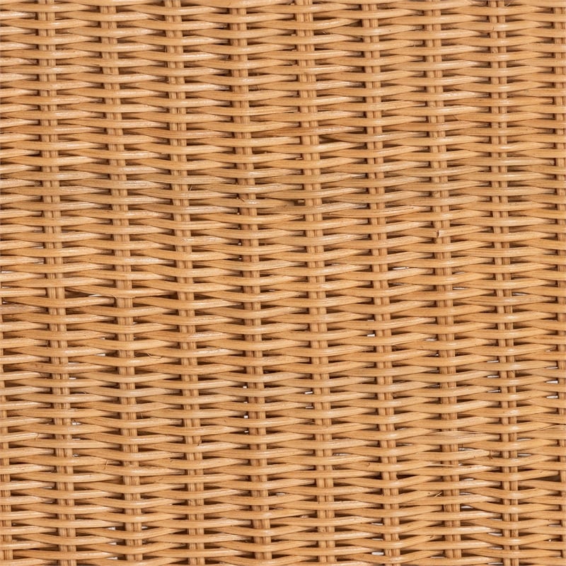 Pemberly Row Light Honey Rattan Openwork Console Table with Woven Exterior