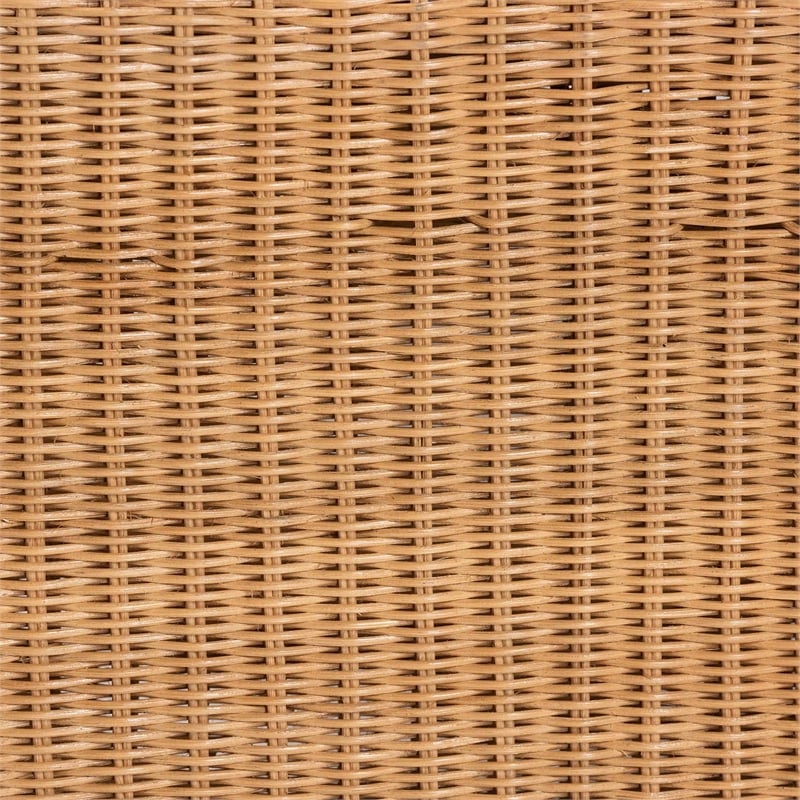 Pemberly Row Light Honey Rattan Openwork Accent Bench with Woven Exterior