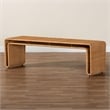 Pemberly Row Light Honey Rattan Openwork Accent Bench with Woven Exterior
