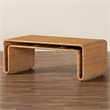 Pemberly Row Light Honey Rattan Openwork Coffee Table with Woven Exterior