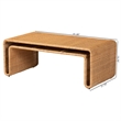 Pemberly Row Light Honey Rattan Openwork Coffee Table with Woven Exterior