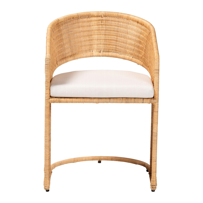 Pemberly Row Light Honey Rattan Dining Chair with U-Shaped Base
