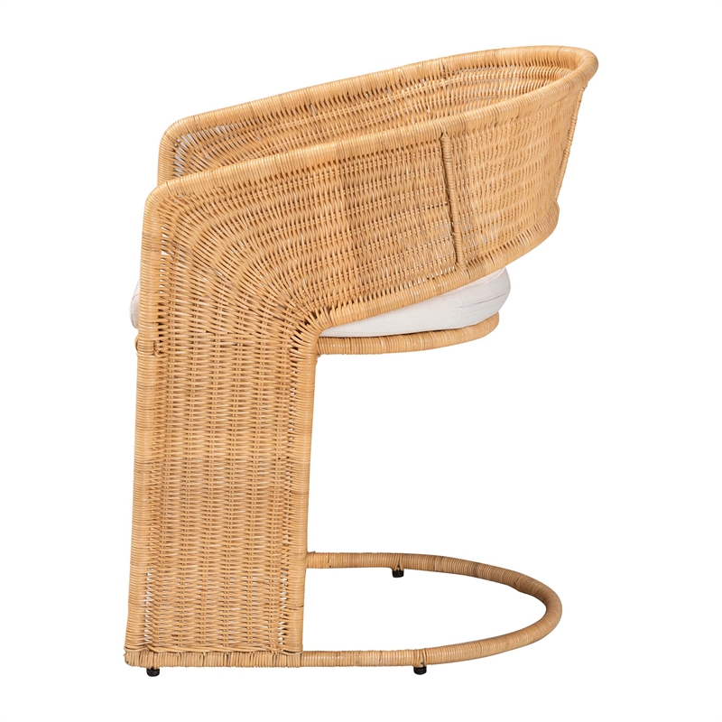 Pemberly Row Light Honey Rattan Dining Chair with U-Shaped Base