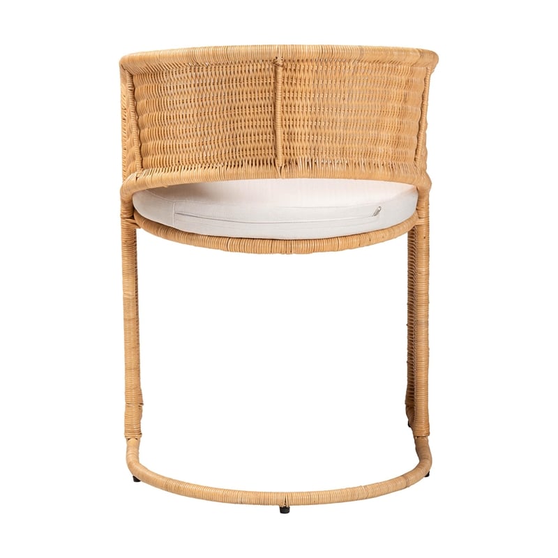 Pemberly Row Light Honey Rattan Dining Chair with U-Shaped Base