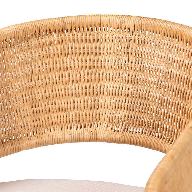 Pemberly Row Light Honey Rattan Dining Chair with U-Shaped Base