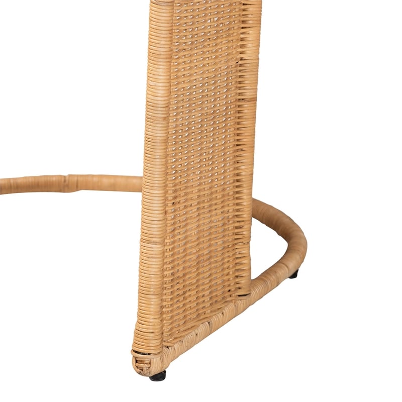 Pemberly Row Light Honey Rattan Dining Chair with U-Shaped Base