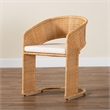 Pemberly Row Light Honey Rattan Dining Chair with U-Shaped Base