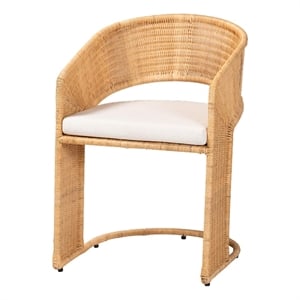 Pemberly Row Light Honey Rattan Dining Chair with U-Shaped Base