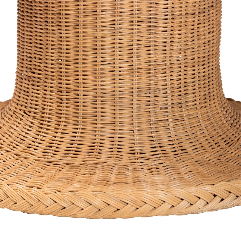 Pemberly Row Braided Light Honey Rattan Pedestal Round Dining Table