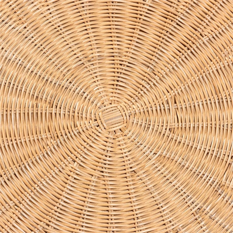 Pemberly Row Braided Light Honey Rattan Pedestal Round Dining Table