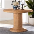 Pemberly Row Braided Light Honey Rattan Pedestal Round Dining Table