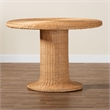 Pemberly Row Braided Light Honey Rattan Pedestal Round Dining Table