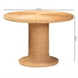 Pemberly Row Braided Light Honey Rattan Pedestal Round Dining Table