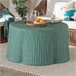 Pemberly Row Seafoam Green Scalloped Rattan Round Coffee Table