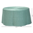 Pemberly Row Seafoam Green Scalloped Rattan Round Coffee Table