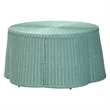 Pemberly Row Seafoam Green Scalloped Rattan Round Coffee Table
