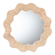 Pemberly Row Scalloped Natural Rattan Round Accent Wall Mirror