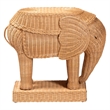 Pemberly Row Light Honey Rattan Elephant Sculpture End Table