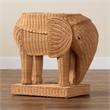Pemberly Row Light Honey Rattan Elephant Sculpture End Table