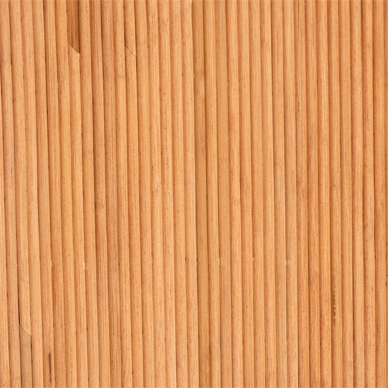 Pemberly Row Light Honey Fluted Rattan Reversible Waterfall Console Table