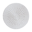 Pemberly Row Contemporary White Scalloped Rattan Round End Table