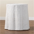 Pemberly Row Contemporary White Scalloped Rattan Round End Table