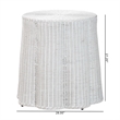 Pemberly Row Contemporary White Scalloped Rattan Round End Table