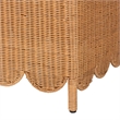 Pemberly Row Light Honey Scalloped Rattan Ottoman Bench with Cushion
