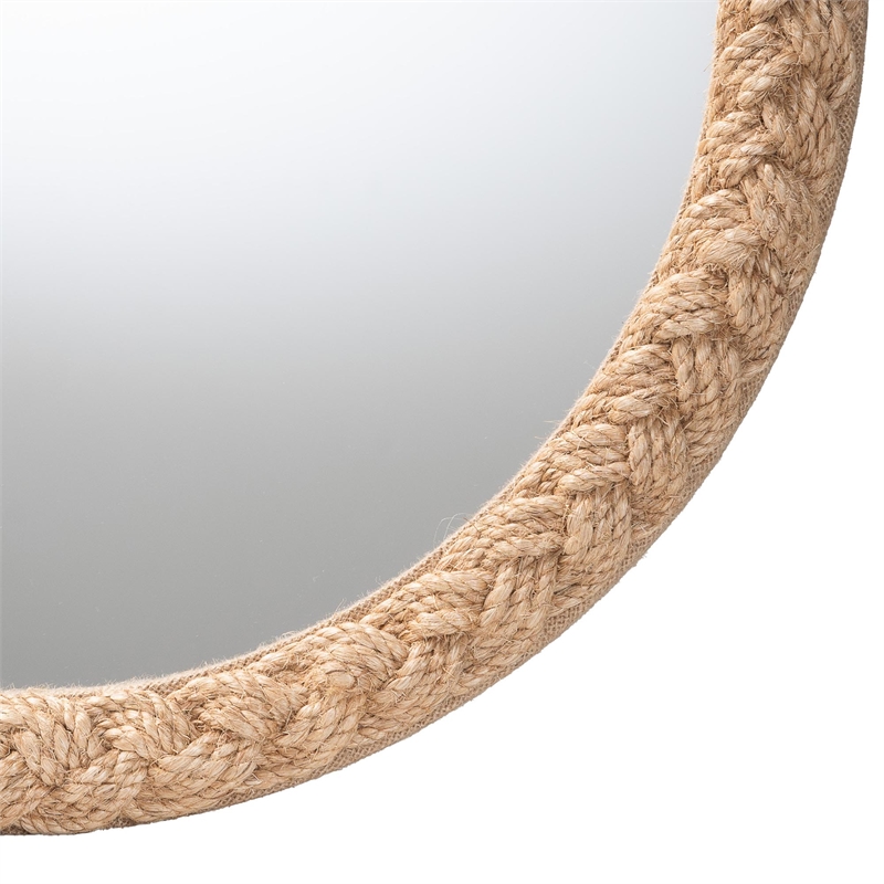 Pemberly Row Contemporary Braided Rope Round Coastal Accent Wall Mirror