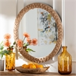 Pemberly Row Contemporary Braided Rope Round Coastal Accent Wall Mirror