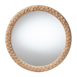 Pemberly Row Contemporary Braided Rope Round Coastal Accent Wall Mirror