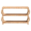Pemberly Row Natural Rattan 3-Tier Console Table with Rounded Legs