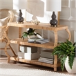 Pemberly Row Natural Rattan 3-Tier Console Table with Rounded Legs