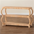 Pemberly Row Natural Rattan 3-Tier Console Table with Rounded Legs