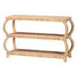Pemberly Row Natural Rattan 3-Tier Console Table with Rounded Legs