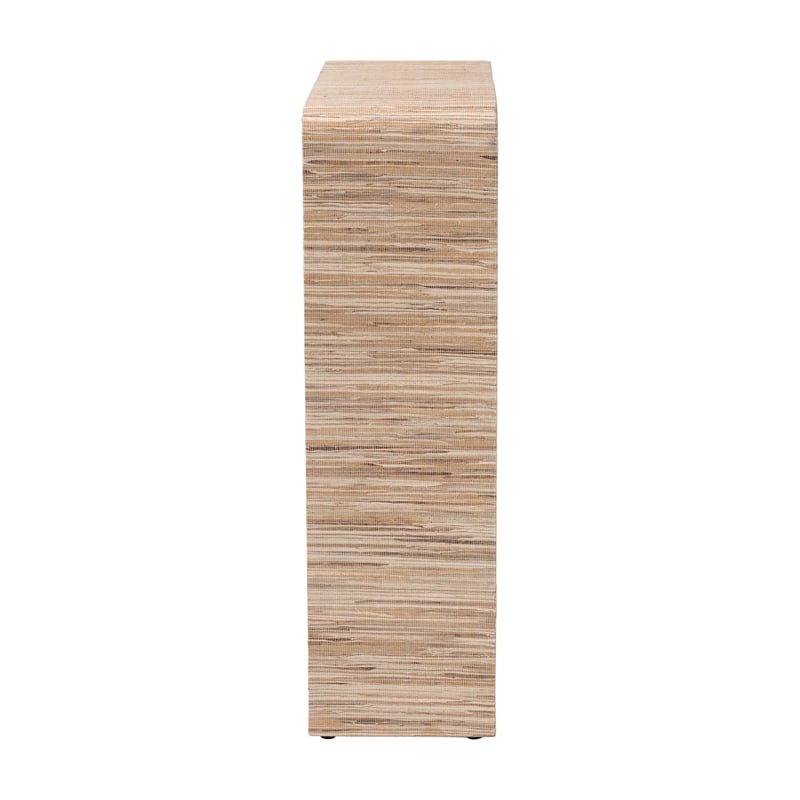 Pemberly Row Woven Grasscloth 2-Shelf Bookshelf with Rounded Corners