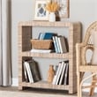 Pemberly Row Woven Grasscloth 2-Shelf Bookshelf with Rounded Corners