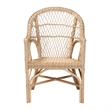 Pemberly Row Natural Rattan Arm Chair with Braided Outline and Angled Legs