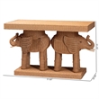 Pemberly Row Contemporary Honey Rattan Elephant Sculpture Console Table