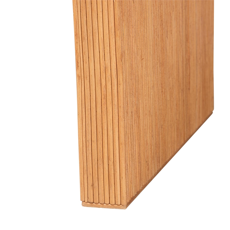 Pemberly Row Light Honey Fluted Rattan Waterfall Console Table