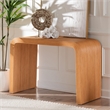 Pemberly Row Light Honey Fluted Rattan Waterfall Console Table