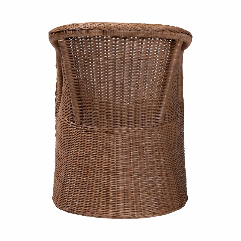 Pemberly Row Peanut Brown Braided Rattan Arm Chair with Cushion