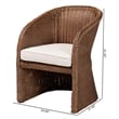 Pemberly Row Peanut Brown Braided Rattan Arm Chair with Cushion