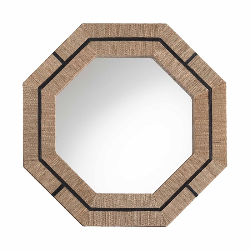 Pemberly Row Contemporary Woven Grasscloth Octagon Accent Wall Mirror