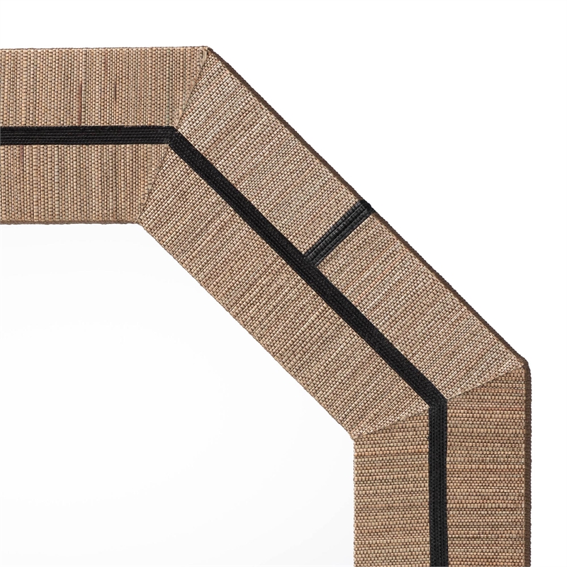 Pemberly Row Contemporary Woven Grasscloth Octagon Accent Wall Mirror