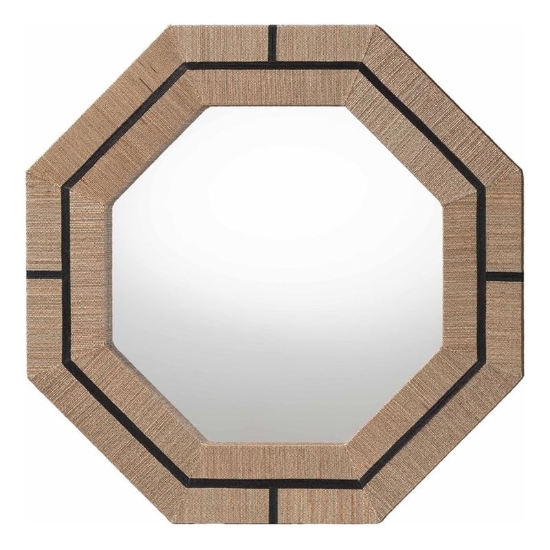 Pemberly Row Contemporary Woven Grasscloth Octagon Accent Wall Mirror