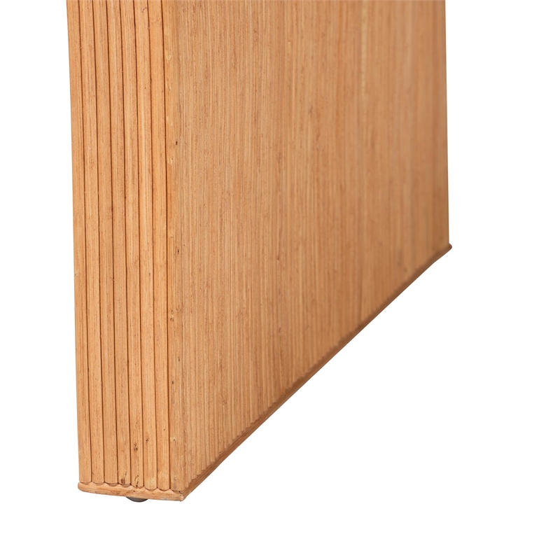 Pemberly Row Light Honey Fluted Rattan Waterfall Coffee Table