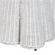 Pemberly Row White Scalloped Rattan Round Ottoman with Cushion