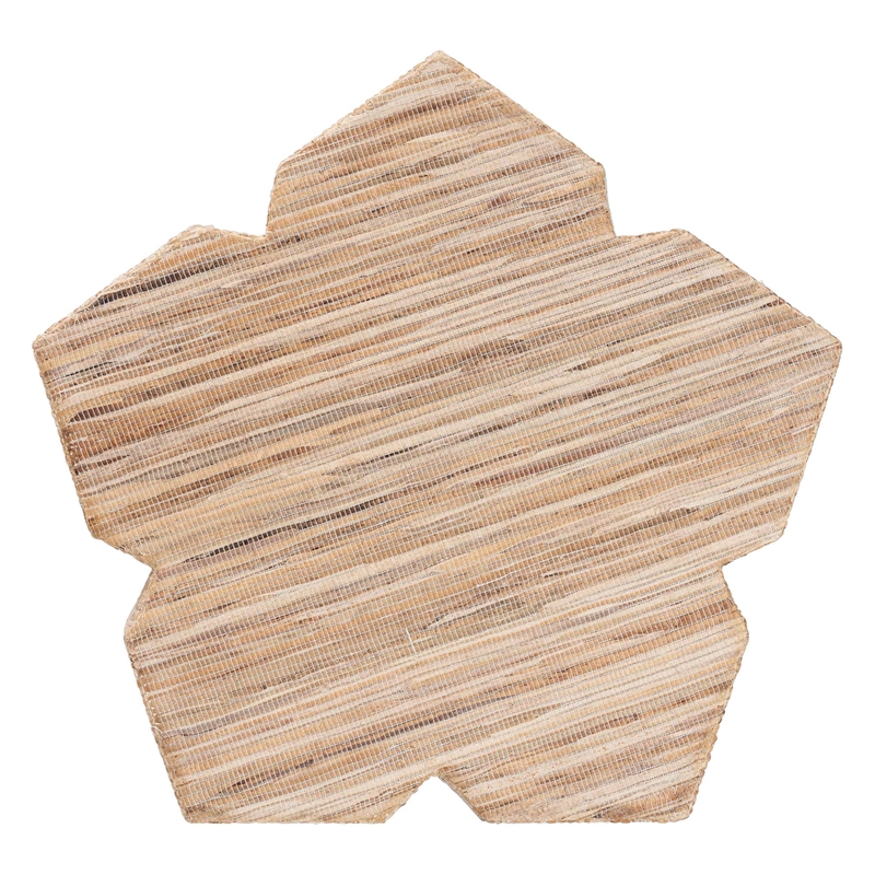Pemberly Row Woven Grasscloth Petal-Shaped End Table with Column Base